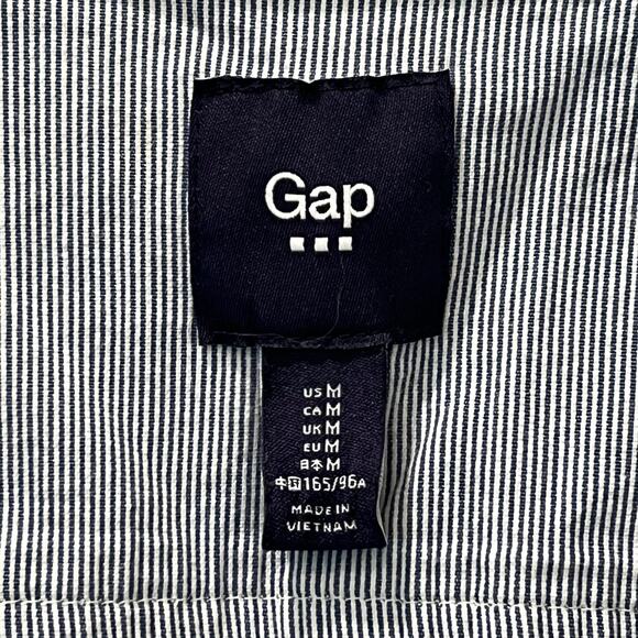 Gap  Seersucker Jacket Blue White Size Medium Hooded - Picture 10 of 14